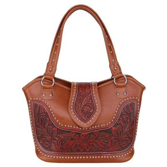 Montana West Handbags - NWT Montana West Tooling Concealed Carry Collection Handbag Brown